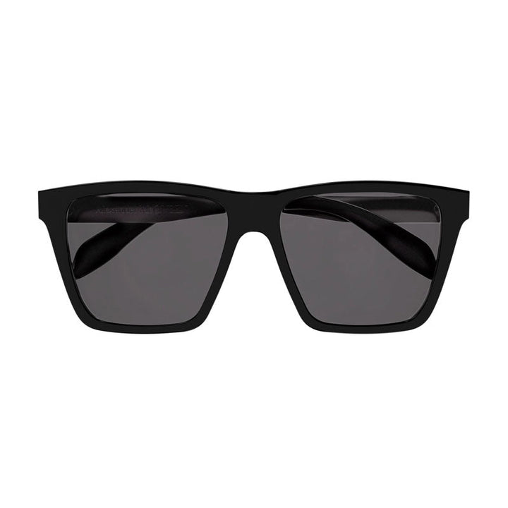 Alexander McQueen Sunglasses Square Full Rim, Shiny Black Frame and Grey Lens AM0352S001