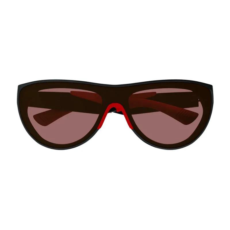 Bottega Veneta Sunglasses Shield Full Rim, Shiny Black/red Frame And Red Lens Bv1234S004