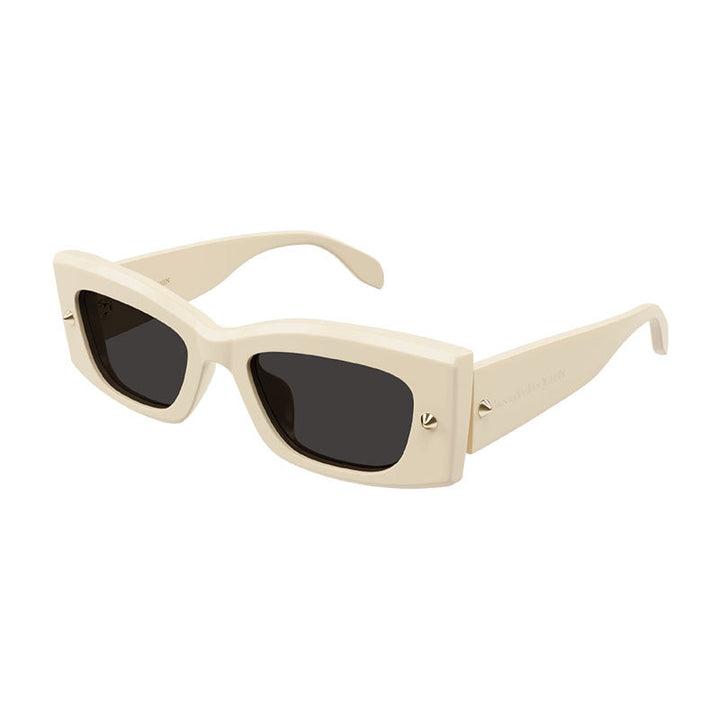Alexander McQueen Sunglasses Rectangle Full Rim, Ivory Frame and Grey Lens AM0426S005