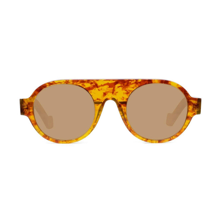 Loewe Round Full Rim, with a Amber frame and Brown lens.