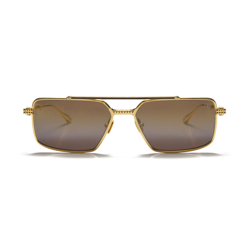 Valentino Sunglasses Rectangle Full Rim, Light Gold Frame and Dark Brown Gold Gradient Flash Mirror AR Lens VLS-111B