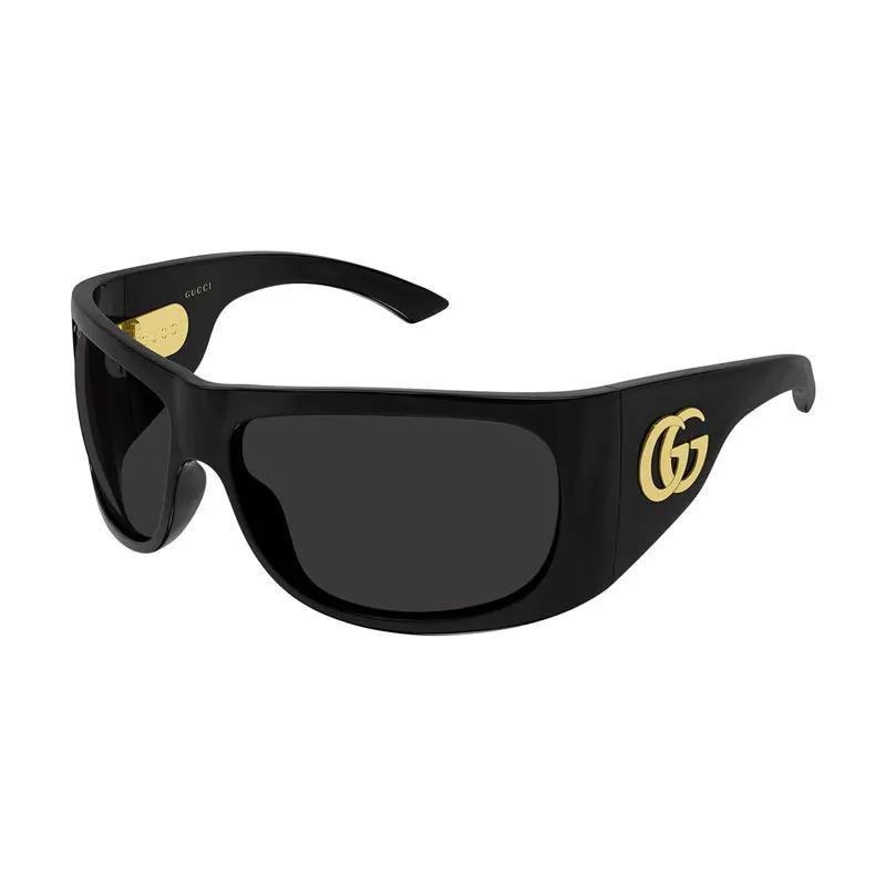 Gucci Sunglasses Rectangle Full Rim, Black Frame And Grey Lens