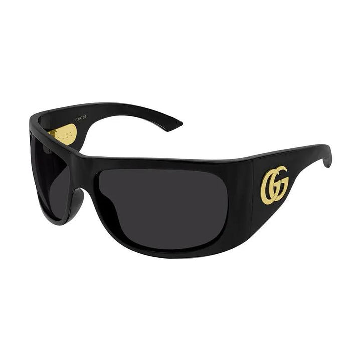 Gucci Sunglasses Rectangle Full Rim, Black Frame And Grey Lens