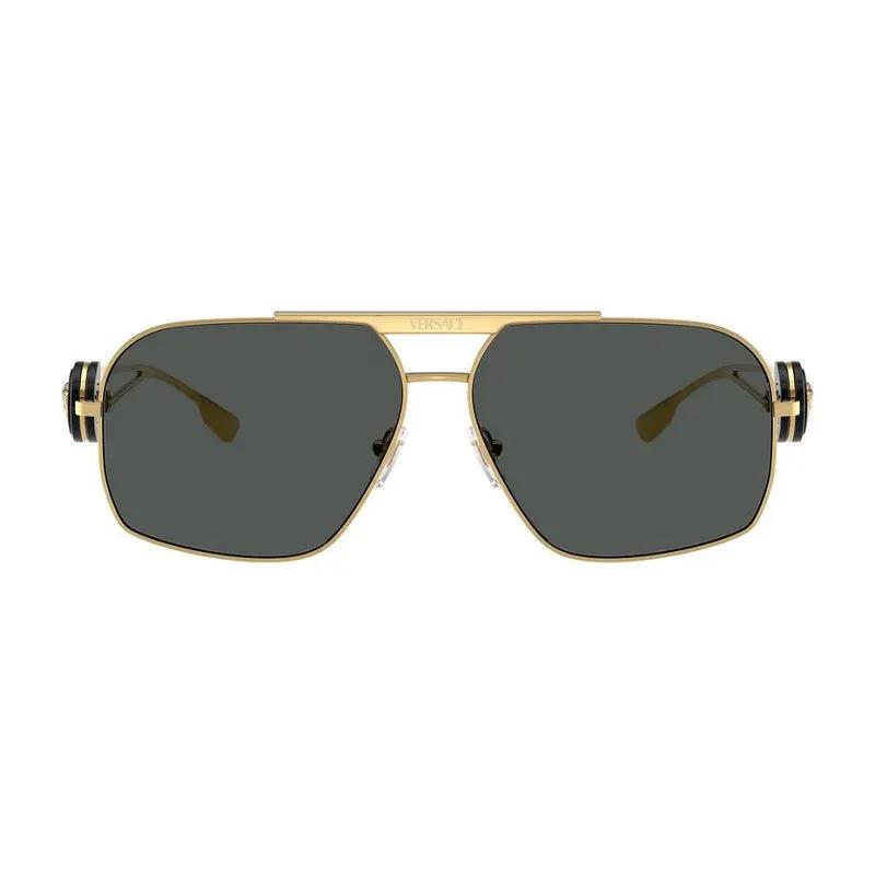 Versace Sunglasses Geometric Full Rim, Gold Frame And Dark Grey Lens Ve2269100287