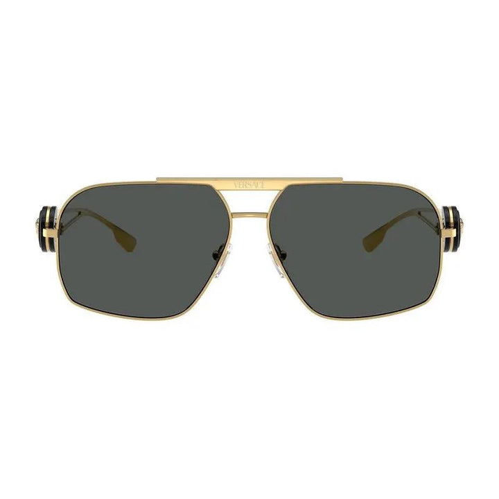 Versace Sunglasses Geometric Full Rim, Gold Frame And Dark Grey Lens Ve2269100287