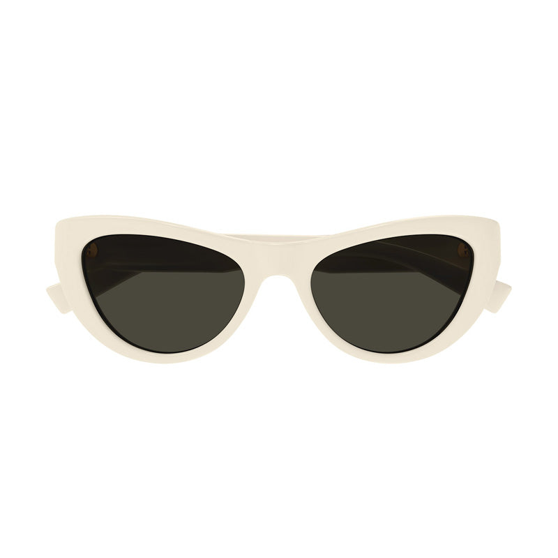 Saint Laurent Sunglasses Cat Eye Full Rim, Ivory Frame and Grey Lens SL676008