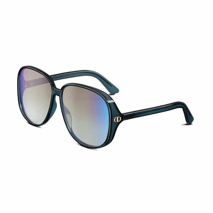 Dior Sunglasses Oval Full Rim, Translucent Blue Frame and Khaki Gradient Blue Mirrored Flash Lens DDOLLS1U30C6