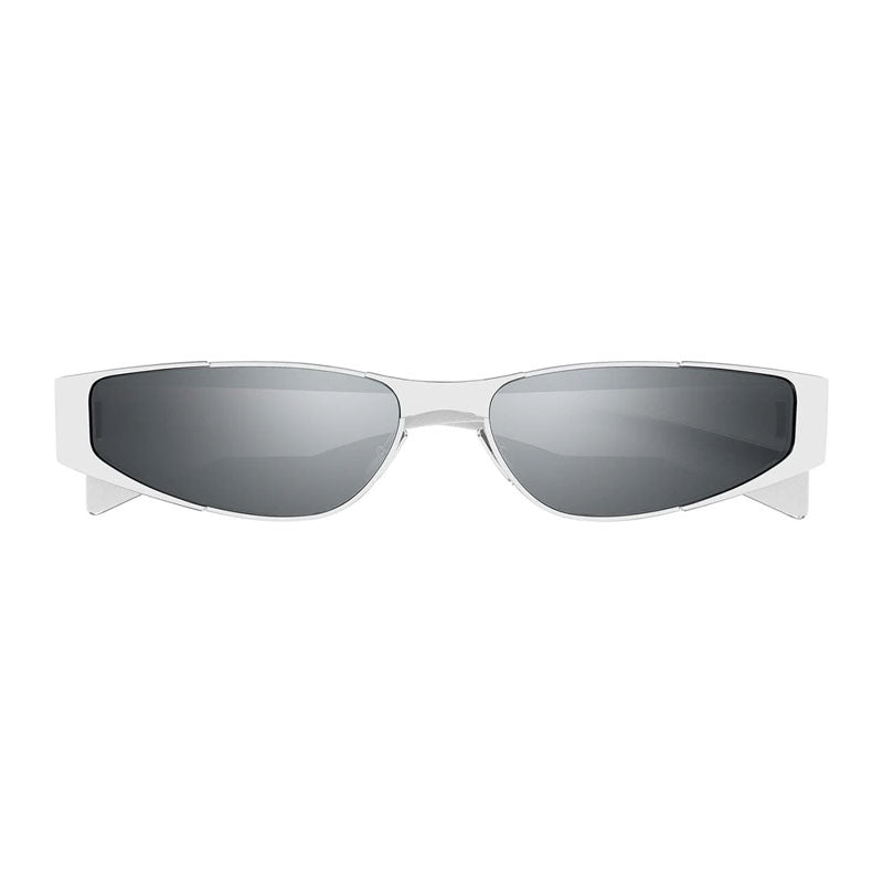 Saint Laurent Sunglasses Cat Eye Full Rim, Shiny Silver Frame and Grey Silver Mirror Lens SL739001