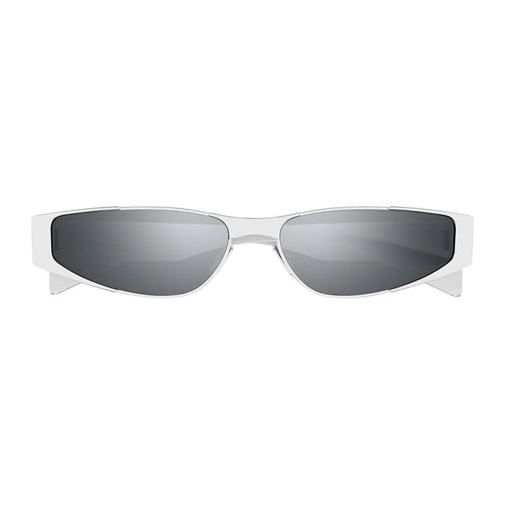 Saint Laurent Sunglasses Cat Eye Full Rim, Shiny Silver Frame and Grey Silver Mirror Lens SL739001
