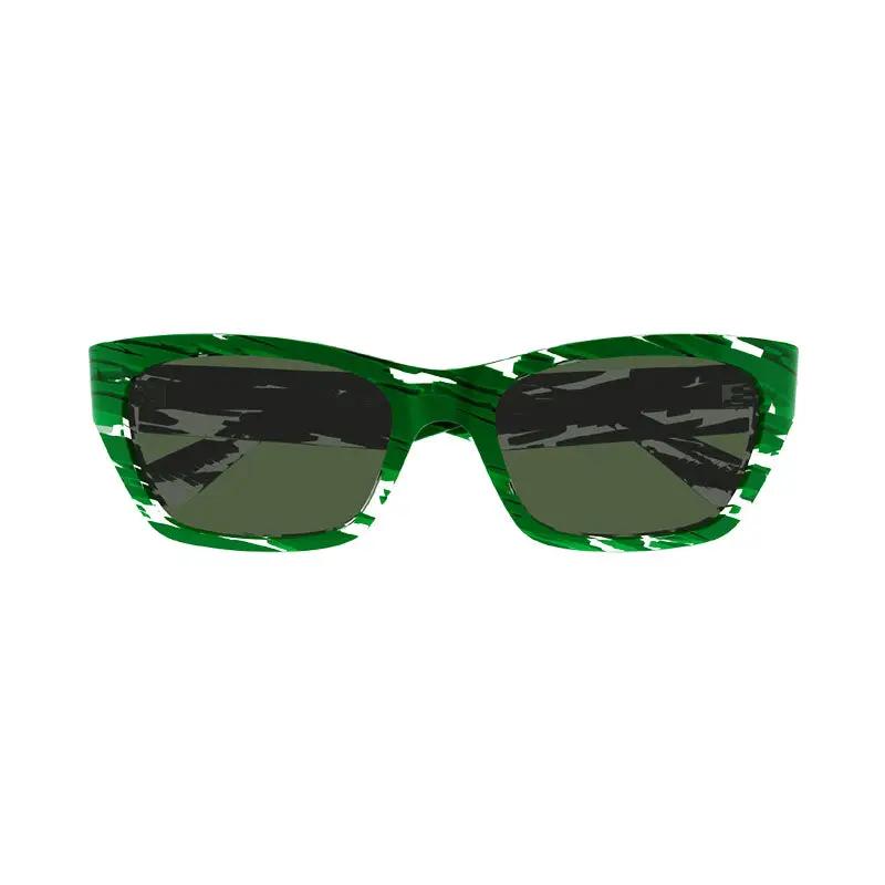 Bottega Veneta Sunglasses Rectangle Full Rim, Green/white Frame And Green Lens Bv1143S004