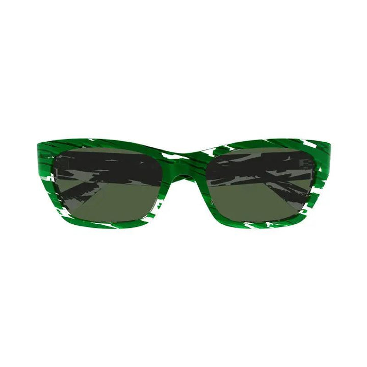 Bottega Veneta Sunglasses Rectangle Full Rim, Green/white Frame And Green Lens Bv1143S004