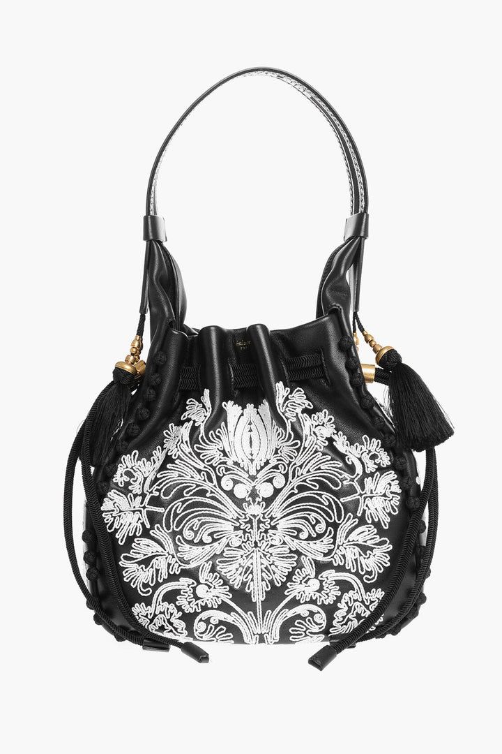 Dior Embroidered Leather Bucket Bag with Tassels