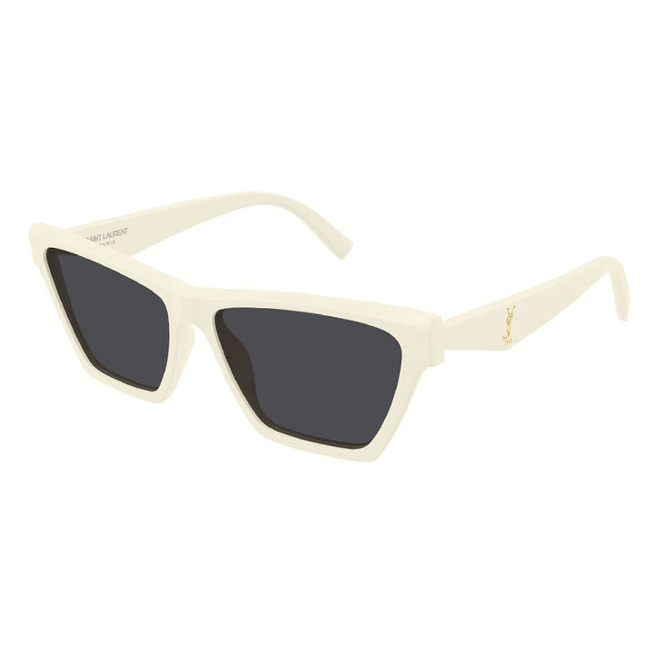 Saint Laurent Sunglasses Cat Eye Full Rim, Shiny Ivory Frame and Black Lens SLM103007