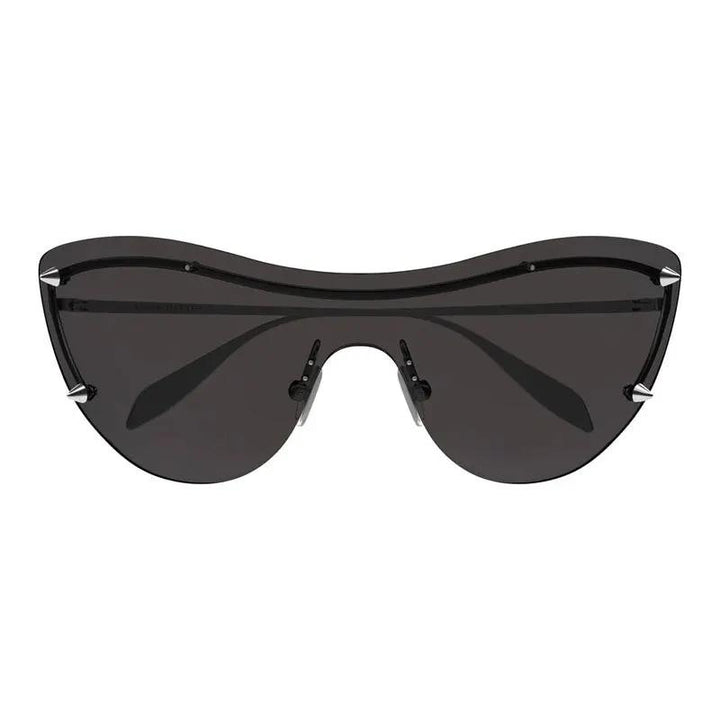 Alexander Mcqueen Sunglasses Shield Rimless, Silver Frame And Grey Lens