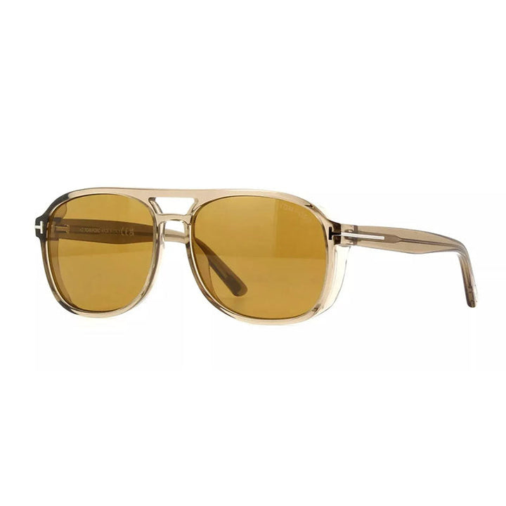 Tom Ford Square Full Rim, with a Shiny Light Brown frame and Brown lens.