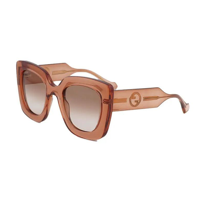 Gucci Sunglasses Square Full Rim, Shiny Brown Frame And Brown Gradient Lens