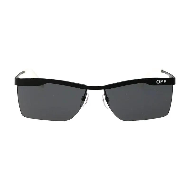 Off-White Sunglasses Rectangle Semi Rim, Black Frame And Grey Lens Oeri095Rimini1007