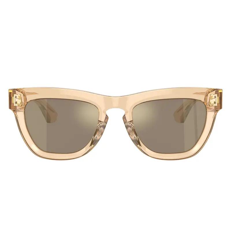 Burberry Sunglasses Square Full Rim, Transparent Brown Frame and Light Brown Mirror Gold Lens BE4415U40635A