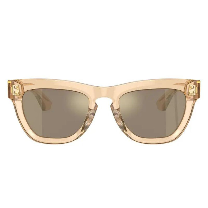 Burberry Sunglasses Square Full Rim, Transparent Brown Frame and Light Brown Mirror Gold Lens BE4415U40635A