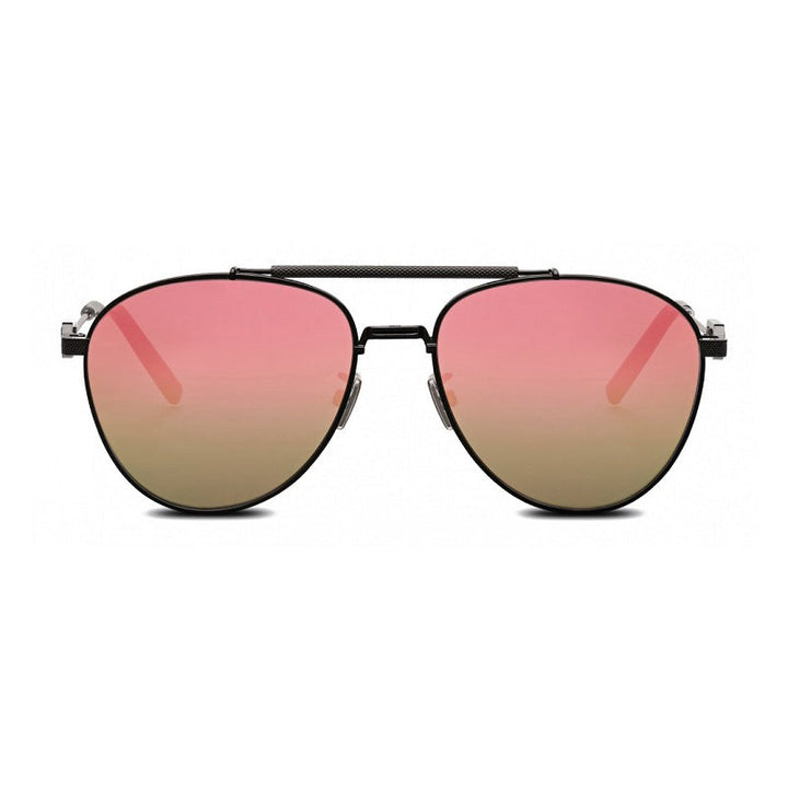 Dior Aviator Full Rim, with a Gunmetal frame and Pink to Gold Gradient Mirror lens.