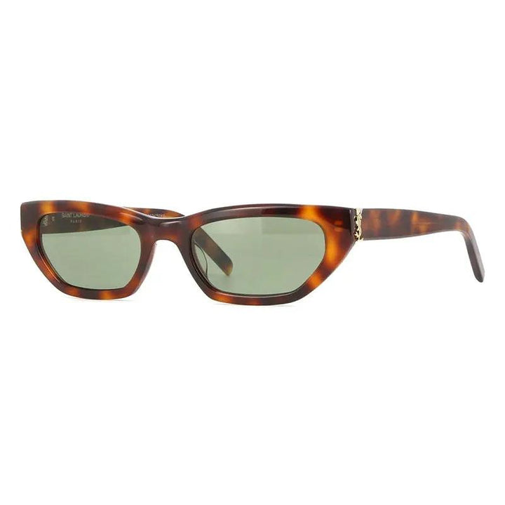 Saint Laurent Sunglasses Cat Eye Full Rim, Shiny Havana Frame and Green Lens SLM126003