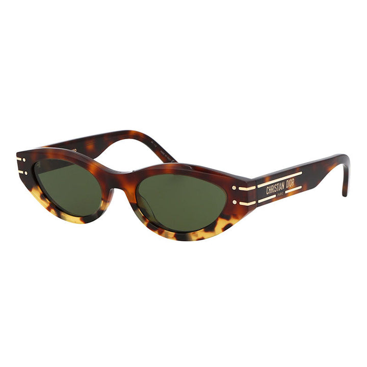 Dior Cat Eye Full Rim, with a Shiny Honey Havana frame and Green lens.