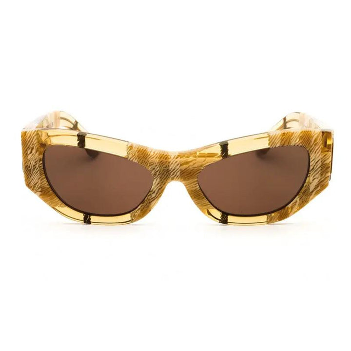 Burberry Sunglasses Cat Eye Full Rim, Check Beige Frame And Brown Lens