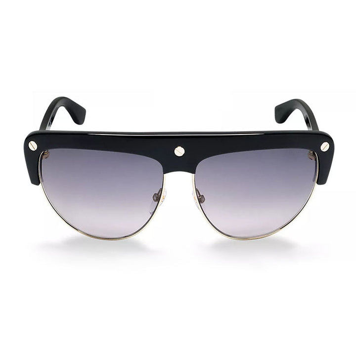 Tom Ford Geometric Full Rim, with a Shiny Black frame and Smoke Gradient lens.