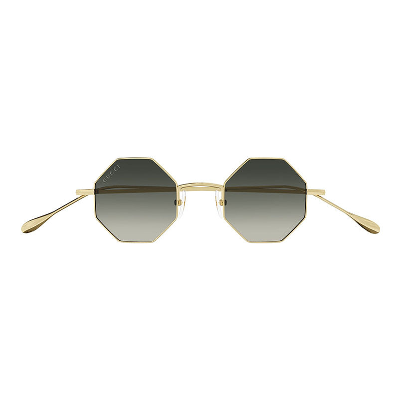 Gucci Geometric Full Rim, with a Gold frame and Grey Gradient lens.