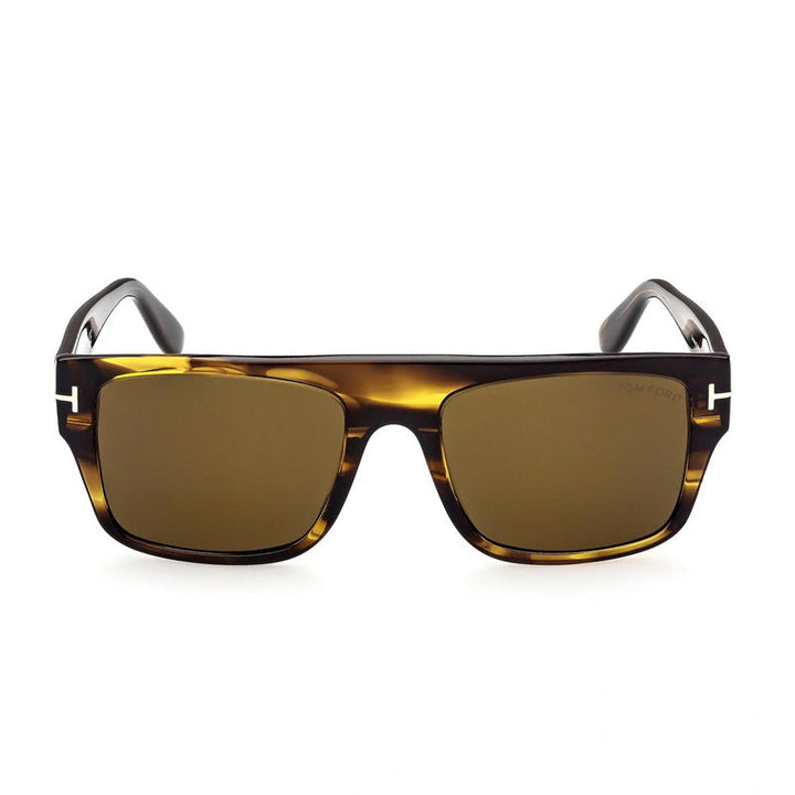Tom Ford Square Full Rim, with a Dark Havana frame and Brown lens.
