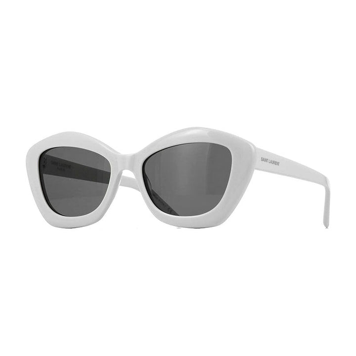 Saint Laurent Sunglasses Cat Eye Full Rim, Ivory Frame and Grey Lens SL68004