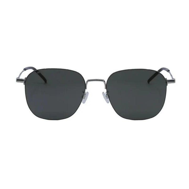 Saint Laurent Sunglasses Rectangle Full Rim, Silver Frame And Grey Lens Sl388/kwire001