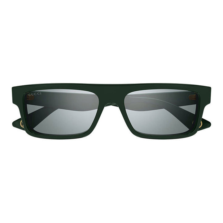 Gucci Sunglasses Rectangle Full Rim, Shiny Bilayer Green Frame and Dark Green with Silver Mirror Lens GG1616S003