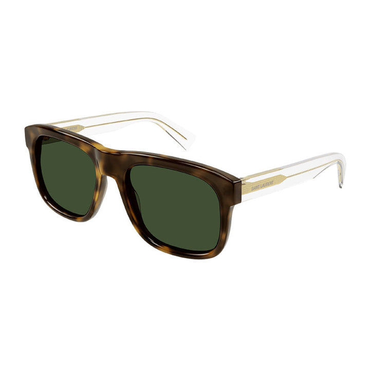 Saint Laurent Sunglasses Square Full Rim, Dark Havana/Transparent Frame and  Lens SL558002