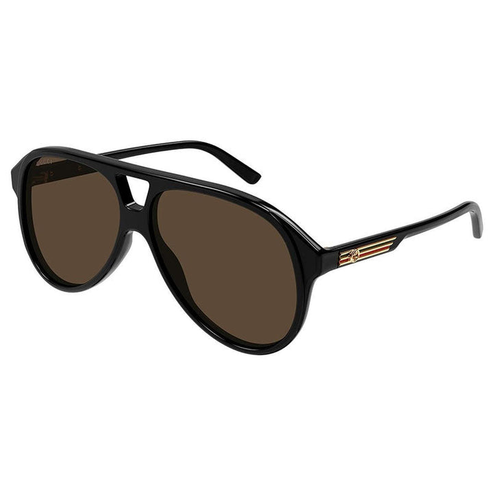Gucci Aviator Full Rim, with a Black frame and Brown lens.