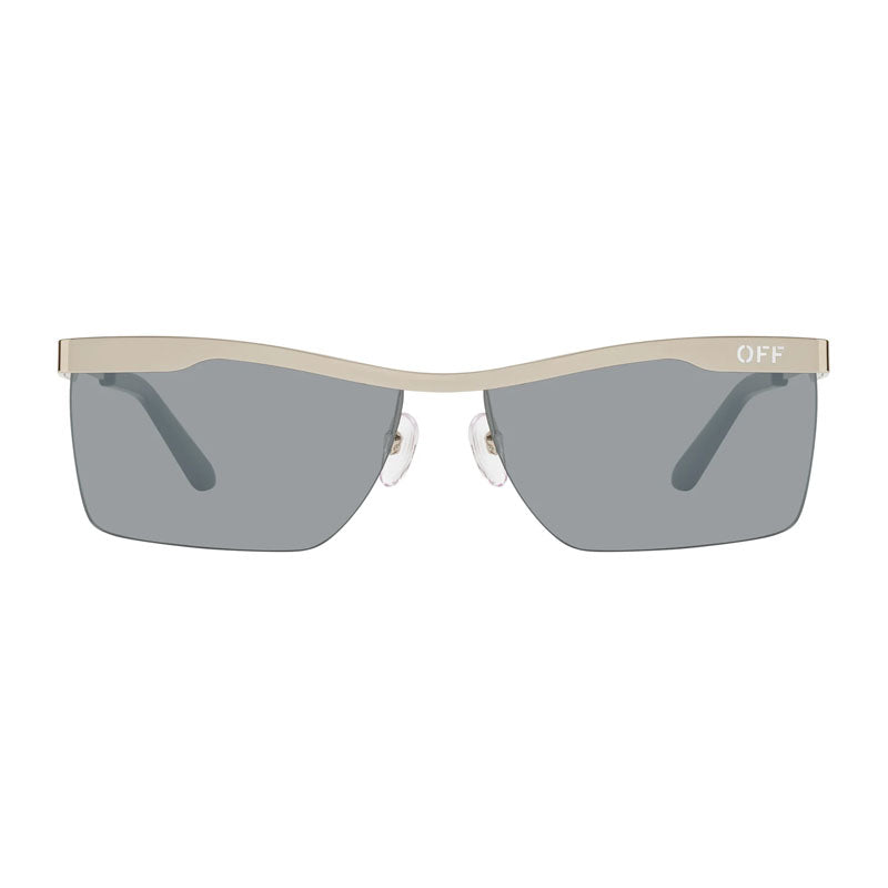 Off-White Sunglasses Rectangle Semi Rim, Silver Frame and Grey with Silver Mirror Lens OERI095RIMINI7272