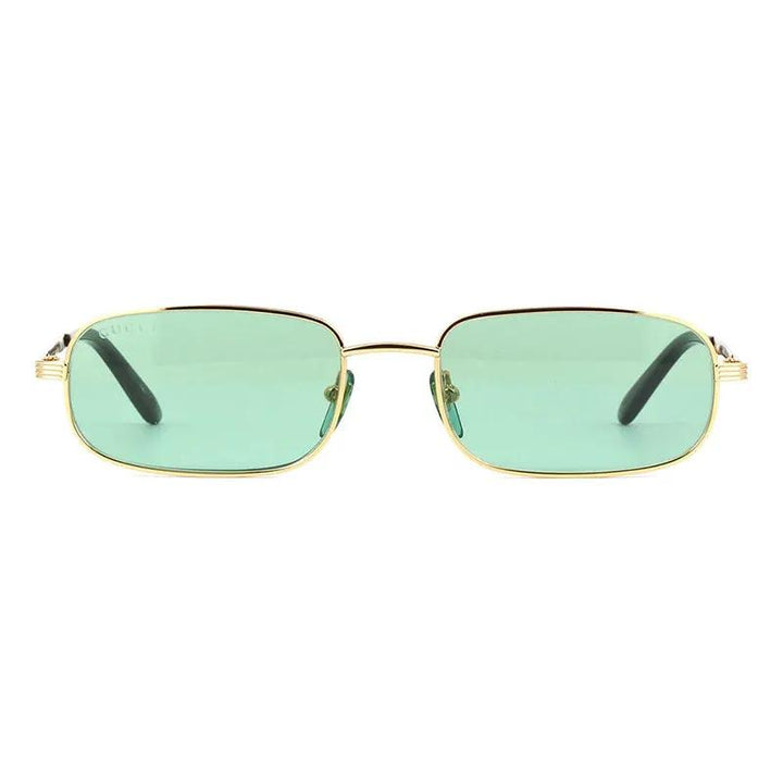Gucci Sunglasses Rectangle Full Rim, Gold Frame and Green Lens GG1457S005