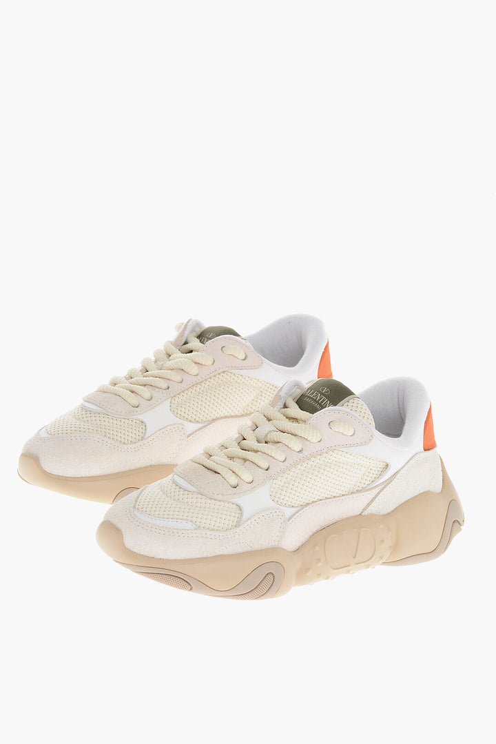 Valentino Fabric and Leather Sneakers with Injected Sole