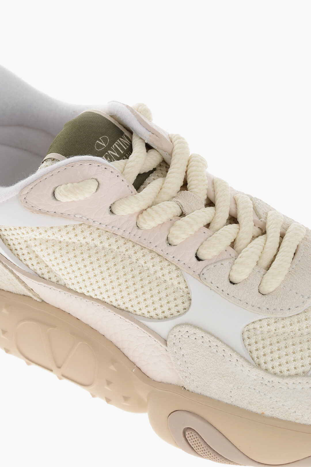 Valentino Fabric and Leather Sneakers with Injected Sole