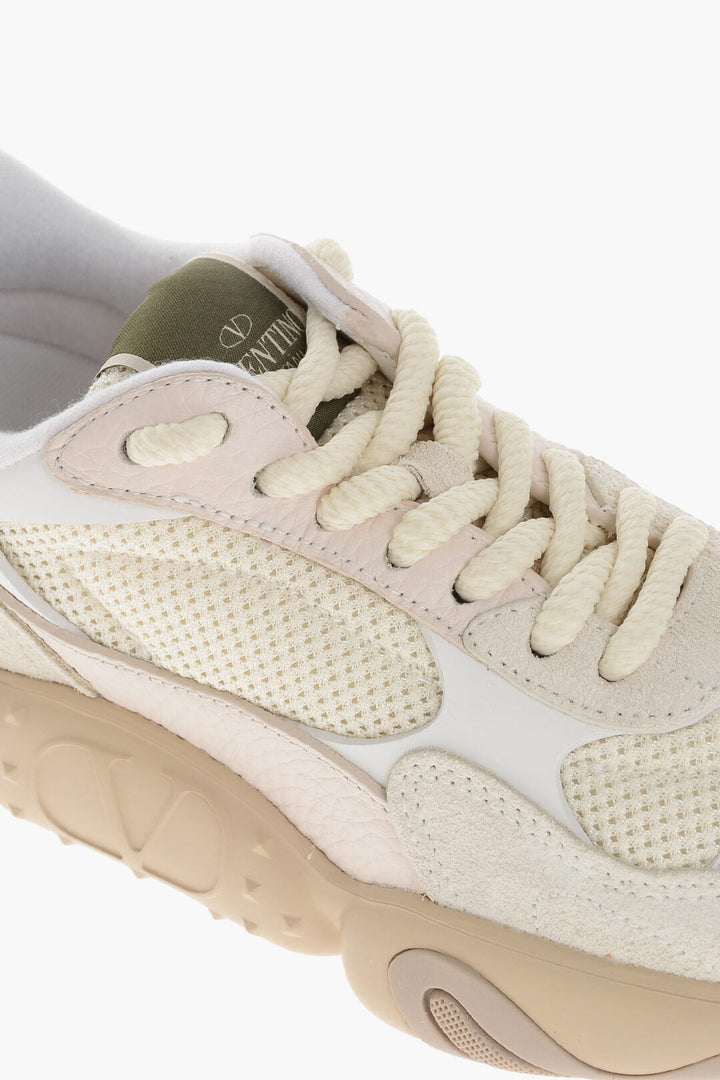 Valentino Fabric and Leather Sneakers with Injected Sole
