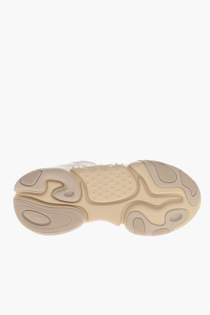 Valentino Fabric and Leather Sneakers with Injected Sole