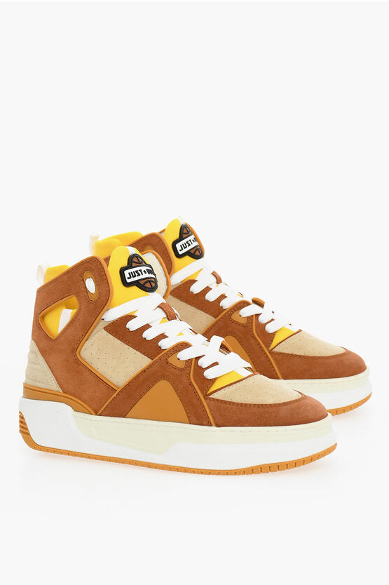 Just Don Fabric and Suede BASKETBALL JD1 High-Top Sneakers with Cut-O