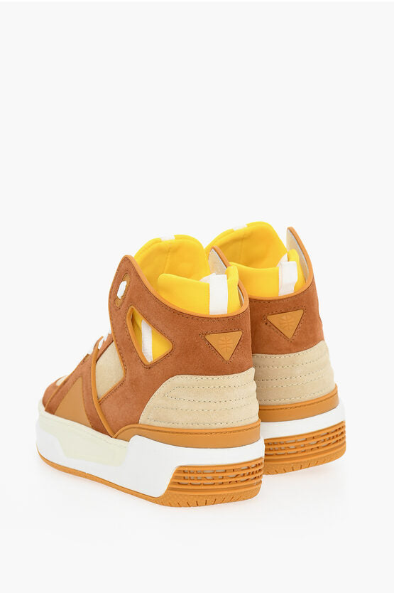 Just Don Fabric and Suede BASKETBALL JD1 High-Top Sneakers with Cut-O