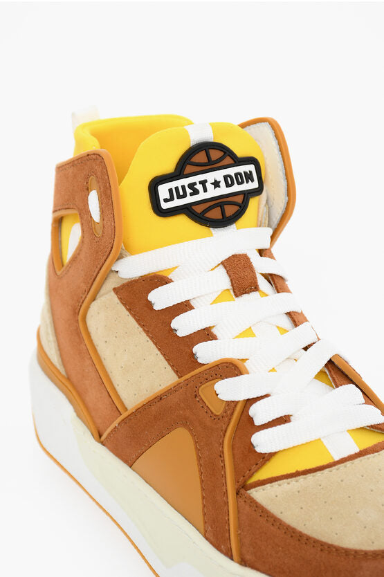 Just Don Fabric and Suede BASKETBALL JD1 High-Top Sneakers with Cut-O