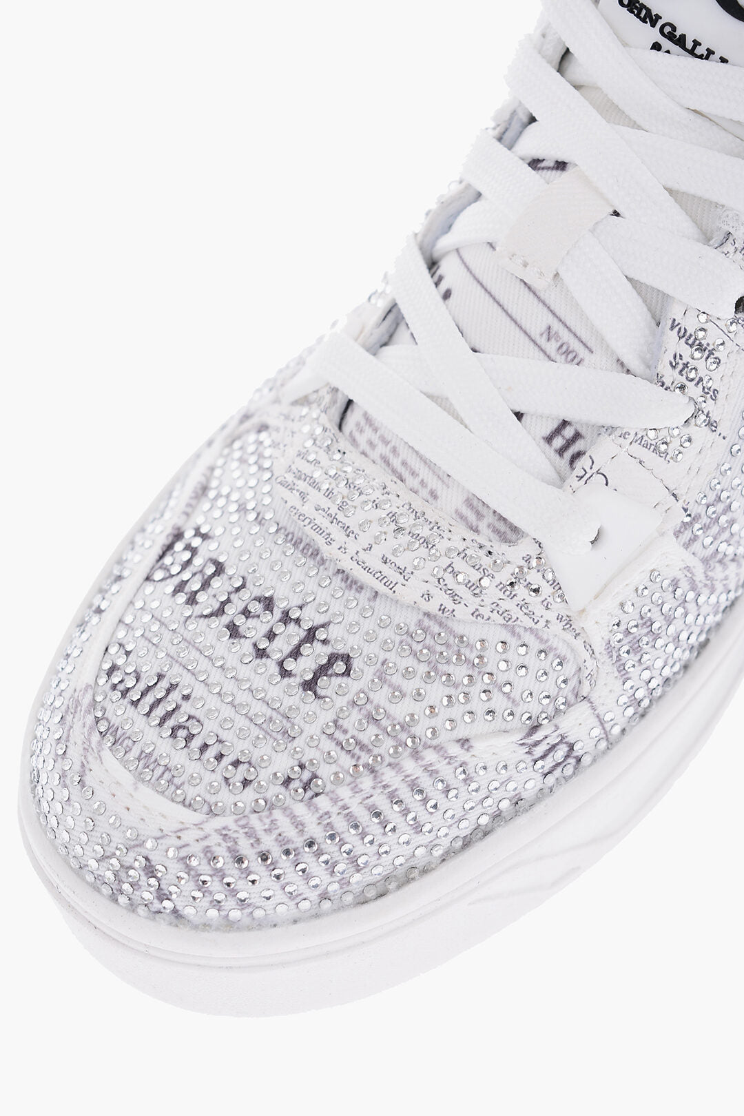 John Galliano Fabric GAZETTE Sneakers with Rhinestone Embellishment