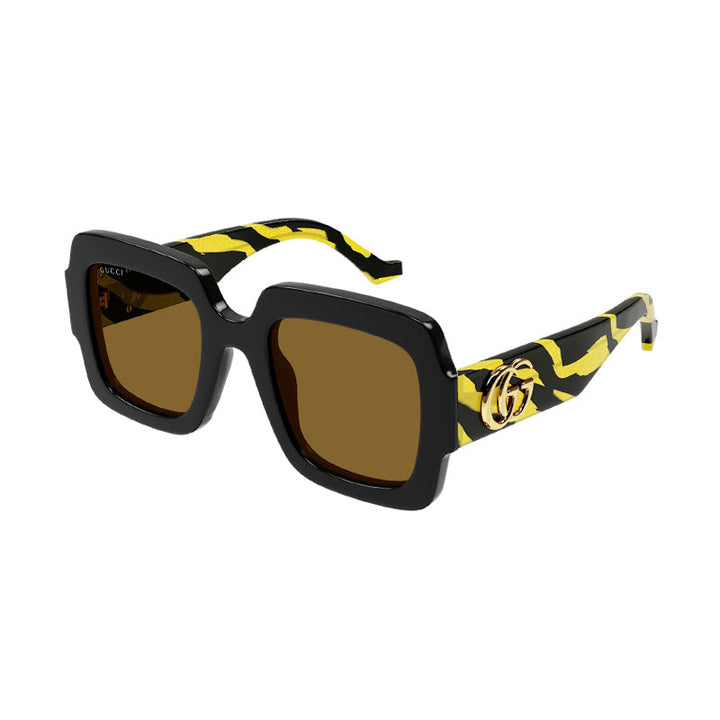 Gucci Sunglasses Square Full Rim, Black Frame and Brown Lens GG1547S004
