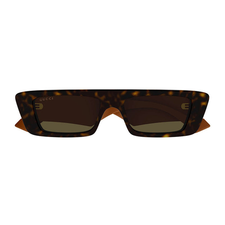 Gucci Rectangle Full Rim, with a Dark Havana frame and Brown lens.