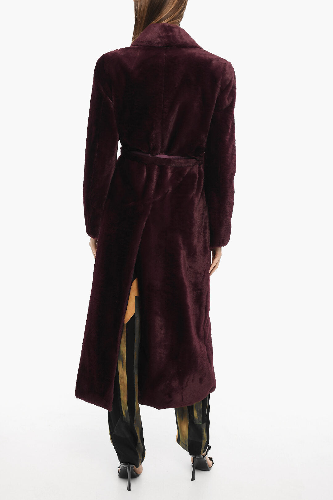 Forte_Forte Faux Fur Double-Breasted Coat with Belt