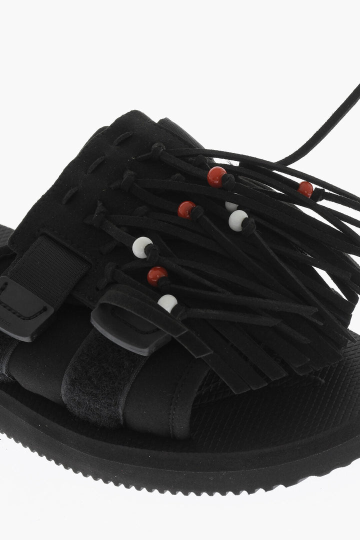 Suicoke Faux Leather HOTO Sandals with Fringes and Beads