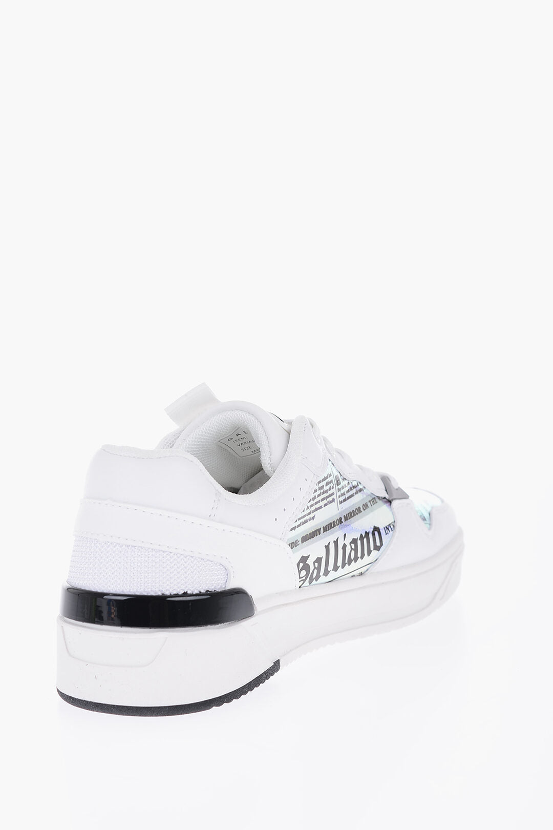 John Galliano Faux Leather Low-Top Sneakers with Iridescent Details